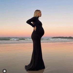 Bumpsuit - black velvet maxi dress size medium